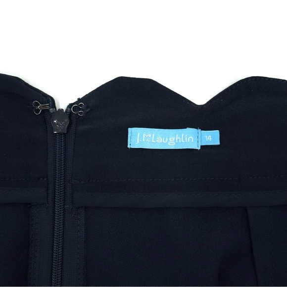 J. McLaughlin Women’s Cameron Scallop Hem Skirt Vista Navy Blue Size 14 Stretchy - Picture 6 of 9